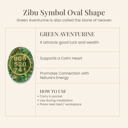 Orgone Zibu Symbol Money Switch Word Green Aventurine Cabochon Pack of 1