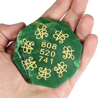 Green Aventurine Zibu Symbol Heaxagon Plate | Size 7 cm