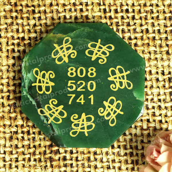 Green Aventurine Zibu Symbol Heaxagon Plate | Size 7 cm
