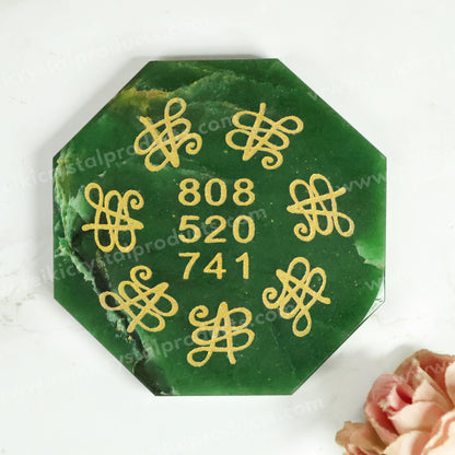 Green Aventurine Zibu Symbol Heaxagon Plate | Size 7 cm