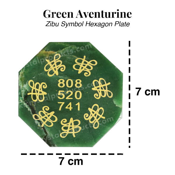 Green Aventurine Zibu Symbol Heaxagon Plate | Size 7 cm