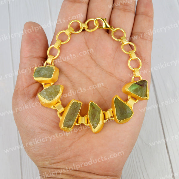 Natural Crystal Stone Copper Bracelet Green Flourite