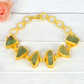 Natural Crystal Stone Copper Bracelet Green Flourite