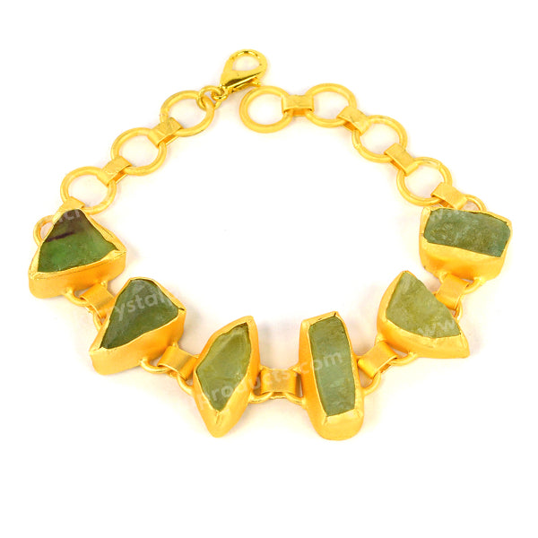 Natural Crystal Stone Copper Bracelet Green Flourite