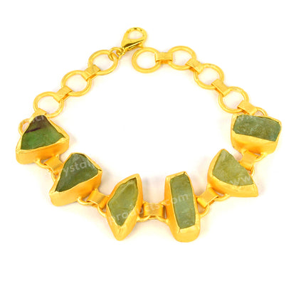 Natural Crystal Stone Copper Bracelet Green Flourite