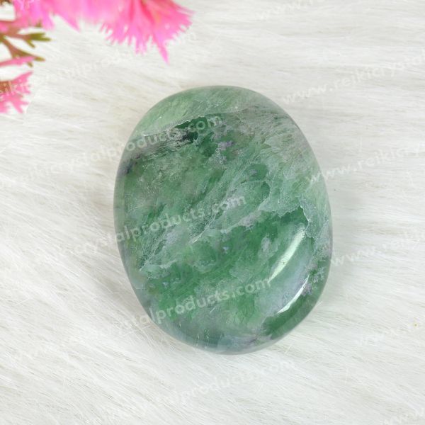 Green Fluorite Polished Palm Stone for Meditation