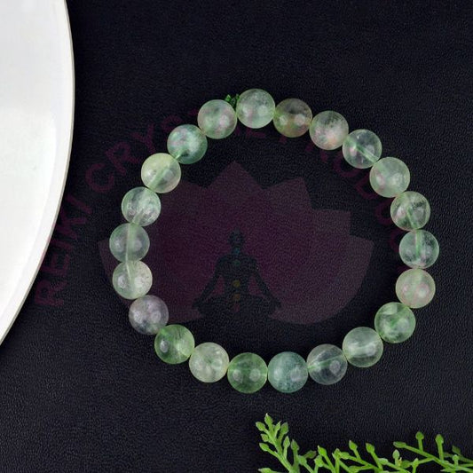 Green Fluorite 8 mm Round Bead Bracelet