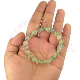 Green Fluorite gemstone bracelet with round beads for emotional balance