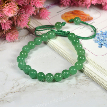 Natural Single Line Stone Macrame Nylon Cord Adjustable 8 mm Bracelet for Unisex