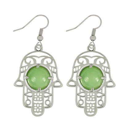 Crystal Stone Hamsa Shape Earrings for Girls Women