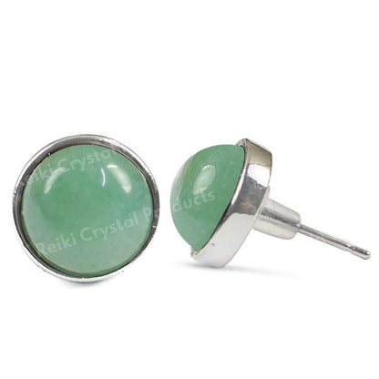 Natural Crystal Stone Round Earrings Tpos / Studs