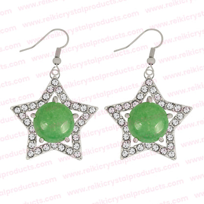 Natural Crystal Stone Star Shape Earrings for Girls Women