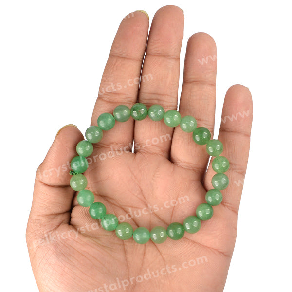 Certified Green Jade 8 mm Round Bead Bracelet