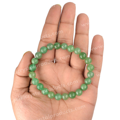 Certified Green Jade 8 mm Round Bead Bracelet