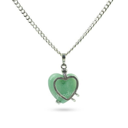 Natural Crystal Stone Heart Shape Pendant - Locket with Metal Chain