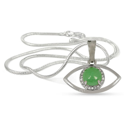 Natural Crystal Stone Eye Shape Pendant - Locket with Metal Chain