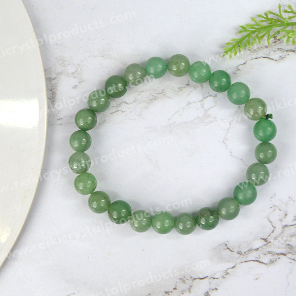 Certified Green Jade 8 mm Round Bead Bracelet