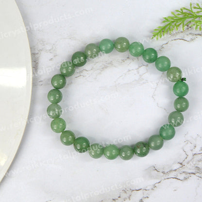 Certified Green Jade 8 mm Round Bead Bracelet