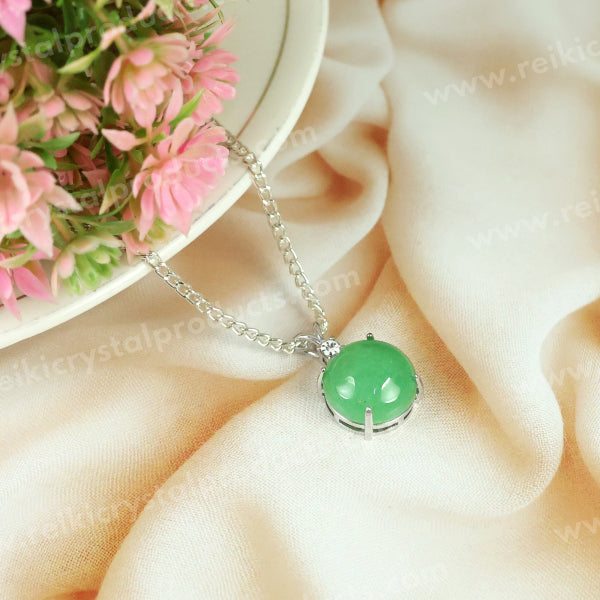 Natural Crystal Stone Round Shape Pendant - Locket with Metal Chain