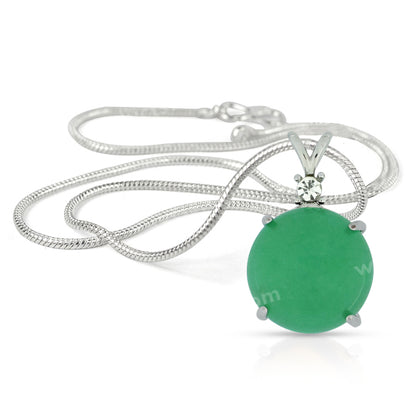 Natural Crystal Stone Round Shape Pendant - Locket with Metal Chain