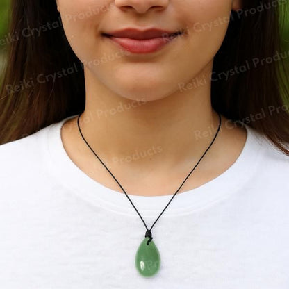 Natural Crytal Stone Drop Shape Pendant with Thrad for Unisex