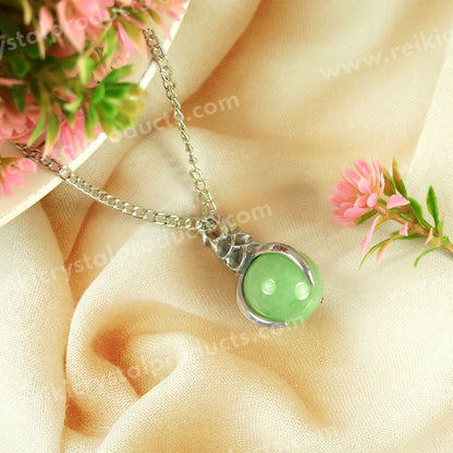 Natural Crystal Stone Ball Shape Pendant - Locket with Metal Chain