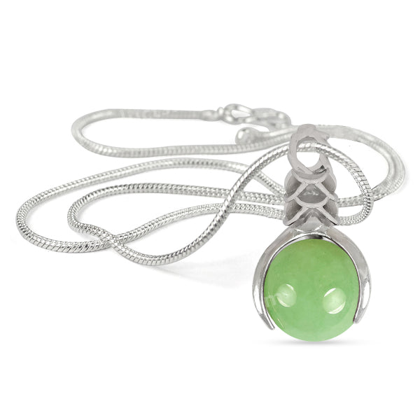 Natural Crystal Stone Ball Shape Pendant - Locket with Metal Chain