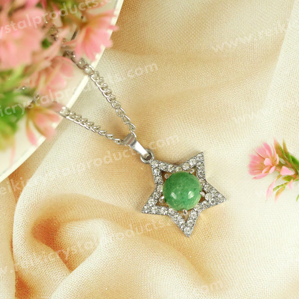 Natural Crystal Stone Star Shape Pendant - Locket with Metal Chain