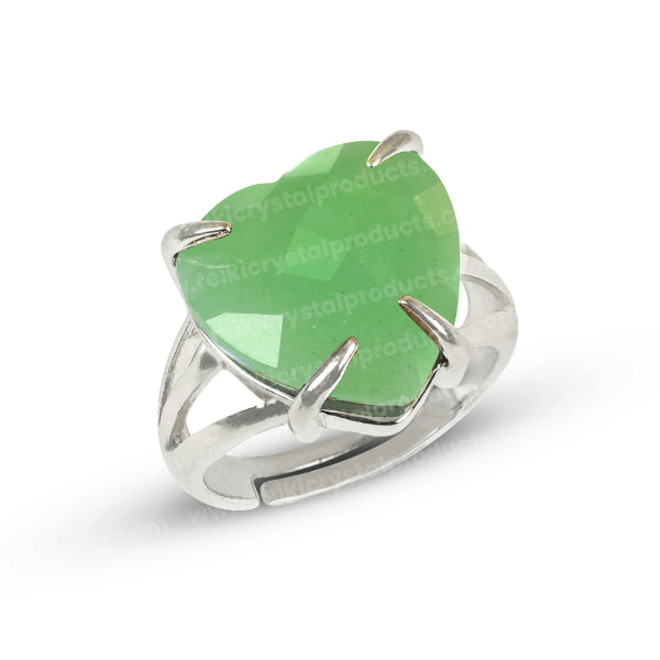 Natural Crystal Gemstone Adjustable Heart Shape Ring for Girls Women