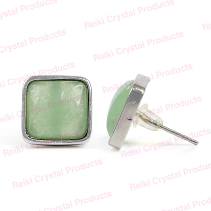 Natural Crystal Stone Square Earrings / Tpos / Studs for Girls Women