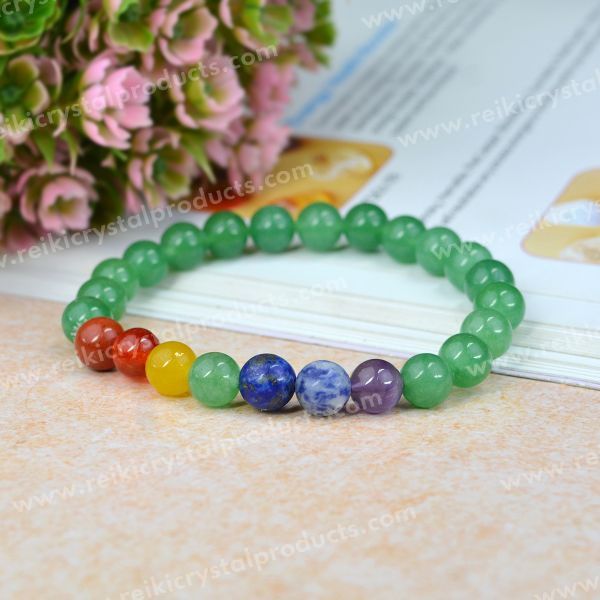 Natural Crystal Stone with 7 Chakra 8 mm Bracelet for Unisex