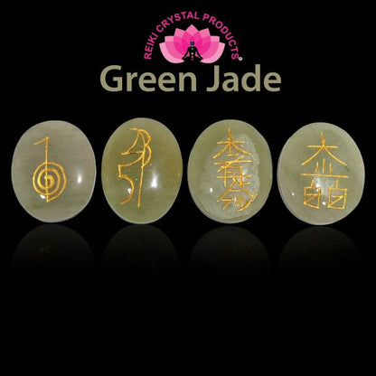 Natural Stone Oval Shape Reiki Symbol Set 4 pcs