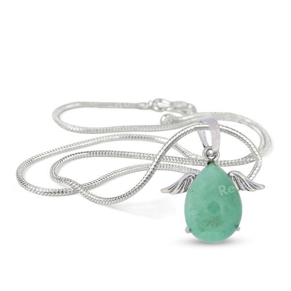 Natural Crystal Stone Angel Shape Pendant with Metal Chain