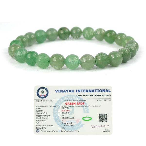 Certified Natural Crystal Stones 8 mm Round Beads Bracelet