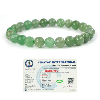 Certified Natural Crystal Stones 8 mm Round Beads Bracelet