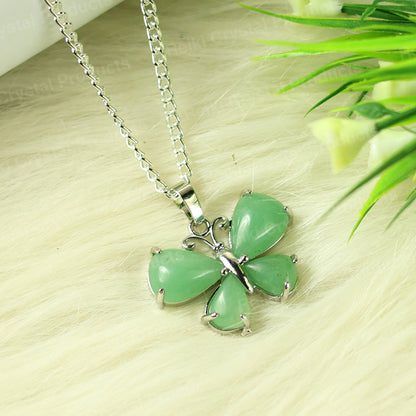 Natural Butterfly Shape Pendant - Locket with Chain for Women Girls