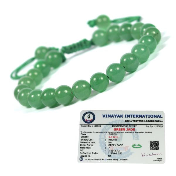 Certified Natural Single Line Stone Macrame Nylon Cord Adjustable 8 mm Bracelet for Unisex