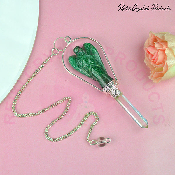 green jade Angel Shape Crystal Dowser Pendulum 