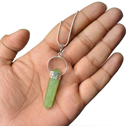 Natural Double Terminated Pencil Shape Pendant - Locket with Chain