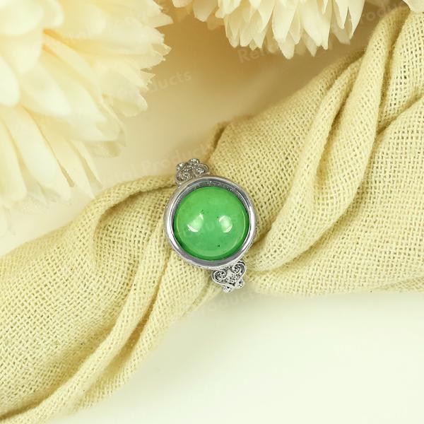 AAA Green Jade Adjustable Gemstone Ring