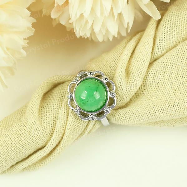AAA Green Jade Gemstone Adjustable Ring for Unisex