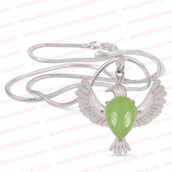 Natural Crystal Stone Bird Shape Pendant - Locket with Metal Chain