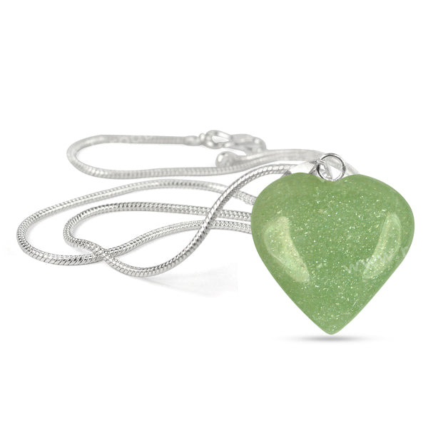 Natural Crystal Stone Heart Shape Pendant/Locket Size 25-30 mm with Metal Chain
