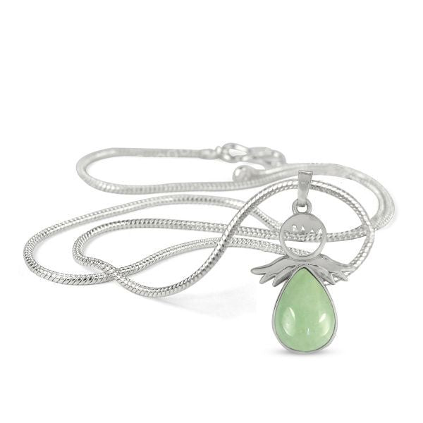 Natural Crystal Stone Angel Guardian Shape Pendant - Locket with Metal Chain