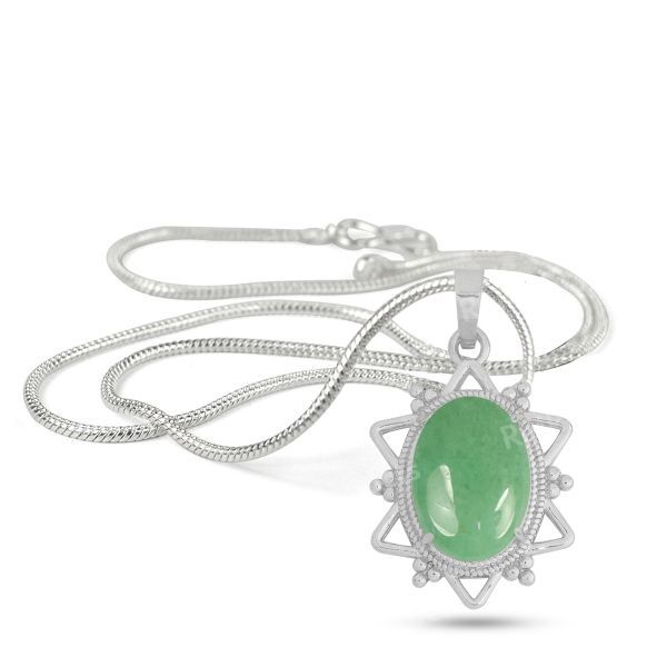 Natural Crystal Stone Oval Star Shape Pendant - Locket with Metal Chain