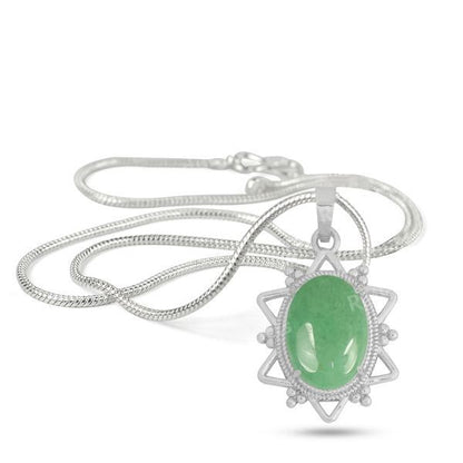 Natural Crystal Stone Oval Star Shape Pendant - Locket with Metal Chain