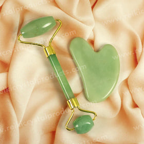 Natural Green Jade Facial Massage Roller with Gua Sha