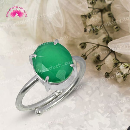 Natural Crystal Gemstone Adjustable Cutting Ring for unisex