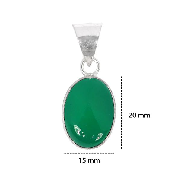 Natural Green Onyx Oval Shape Pendant Locket with Metal Chain for Unisex