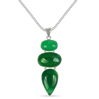 Natural Green Onyx Pendant/Locket With Metal Chain Crystal Stone Pendant